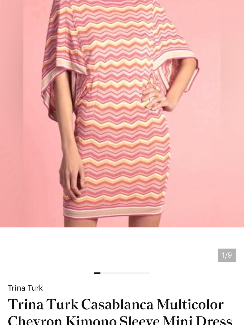 Trina Turk Pink Multicolor Chevron Kimono Mini Dress